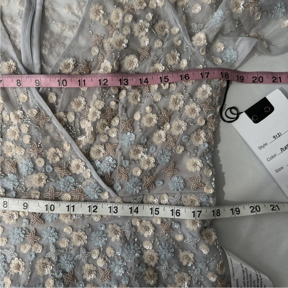 NWT $798 Mac Duggal [ 14‎ ] Embellished Wrap Over Illusion Long Sleeve Gown Q635 - Picture 4 of 16